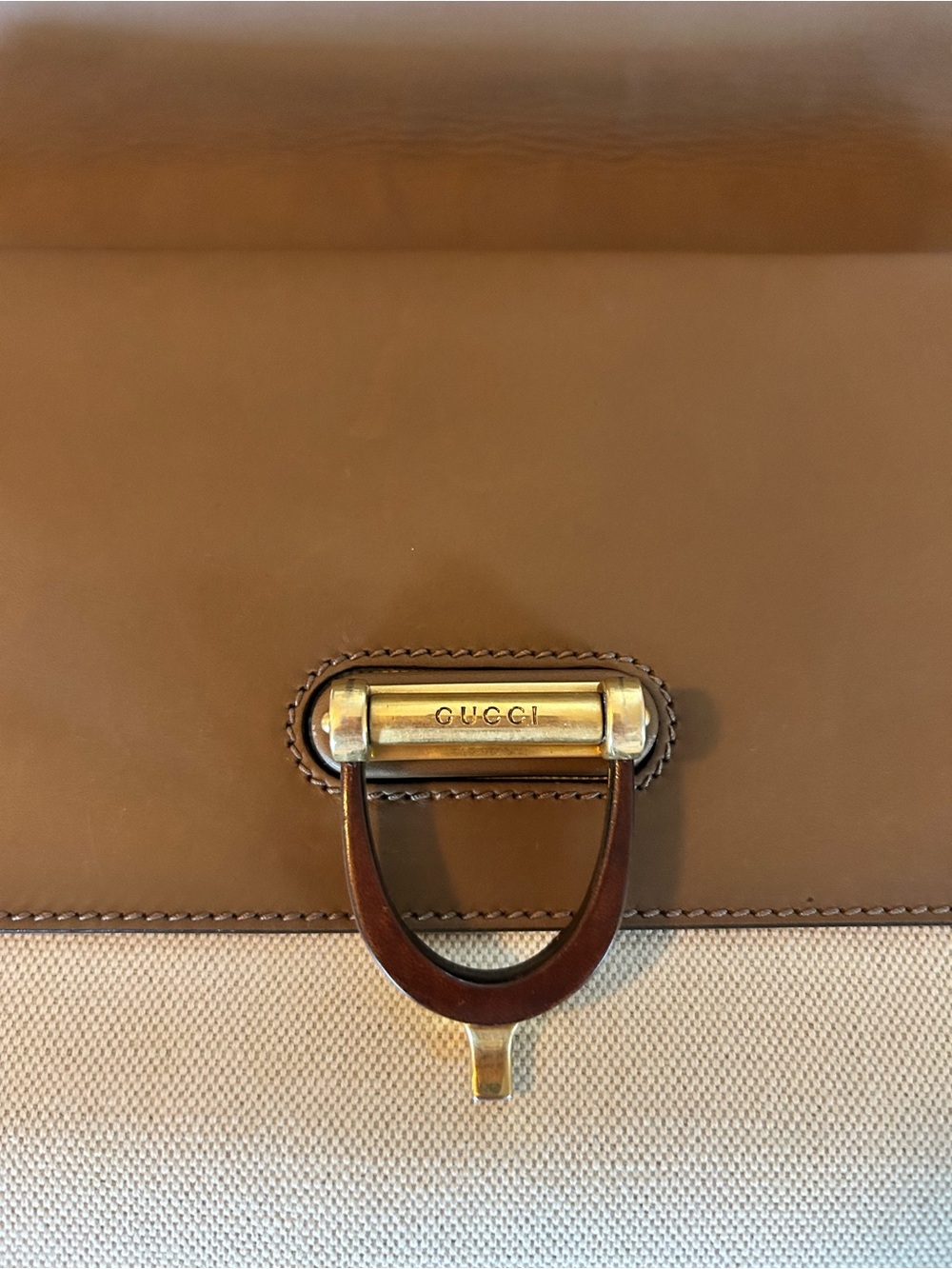 Gucci Derby Shoulder Bag in Cream Canvas and Brown Leather trim - Picture 13 of 17